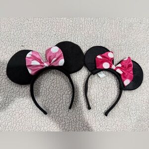 Disney Black Minnie Mouse Headbands with Pink Polka Dot Bows